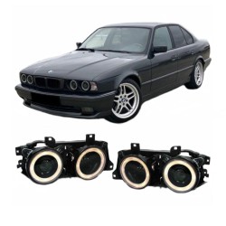 Μπροστινά Φανάρια Set Για Bmw 5 E34 88-95 / 7 E32 86-94 Angel Eyes Με Σταυρό Μαύρα H1/H1 Depo Μπροστινά Φανάρια Set Για Bmw 5 E34 88-95 / 7 E32 86-94 Angel Eyes Με Σταυρό Μαύρα H1/H1 Depo