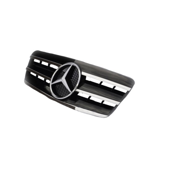 Μάσκα Για Mercedes-Benz CLK-Class W208 96-02 Amg Look Με 3 Γρίλιες Μαύρο/Χρώμιο 1 Τεμάχιο