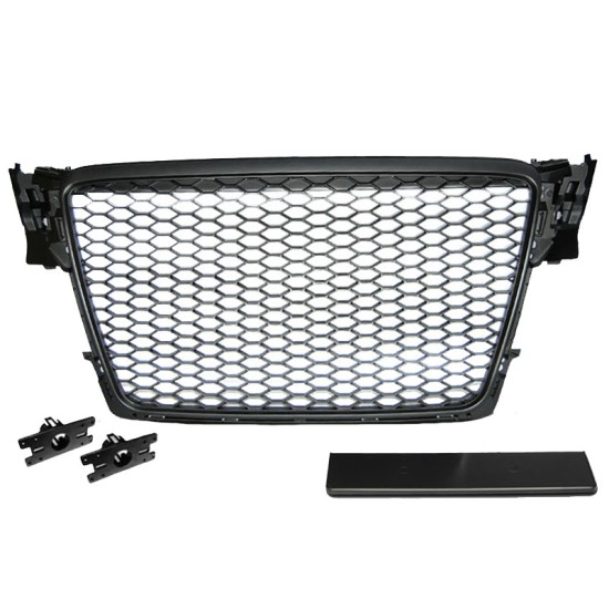 Μάσκα Για Audi A4 B8 08-11 RS4 Look Κυψελωτή Μαύρο Ματ 1 Τεμάχιο