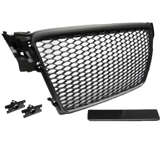 Μάσκα Για Audi A4 B8 08-11 RS4 Look Κυψελωτή Μαύρο Ματ 1 Τεμάχιο