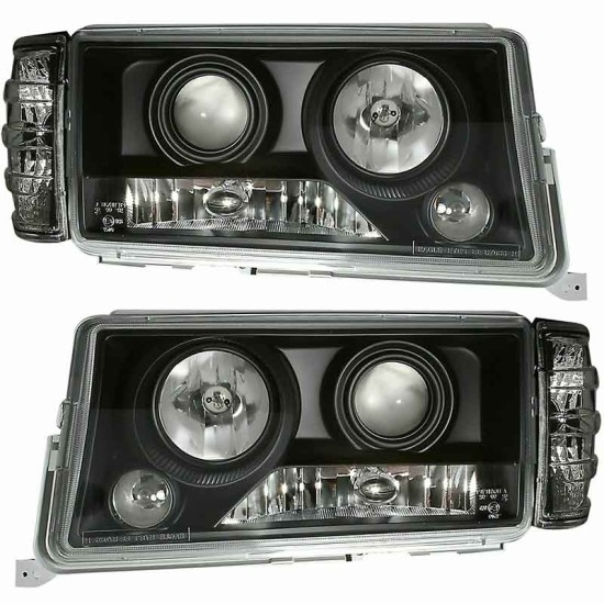 Μπροστινά Φανάρια Set Για Mercedes-Benz 190E/D W201 82-93 Projectors Μαύρα H7/H1/H1 Με Ρυθμιστή Αέρος Eagle Eyes