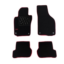 Πατάκια Αυτοκινήτου Μοκέτα Για Vw Golf 5 & 6 Με Μονό Κέντημα Gti Black 4 Τεμάχια