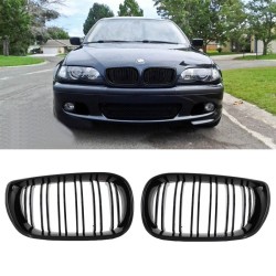 Καρδιές Μάσκας Για Bmw 3 E46 02-05 Sedan/Touring  M4 Look Με Διπλή Γρίλια Μαύρο Γυαλιστερό 2 Τεμάχια Καρδιές Μάσκας Για Bmw 3 E46 02-05 Sedan/Touring  M4 Look Με Διπλή Γρίλια Μαύρο Γυαλιστερό 2 Τεμάχια
