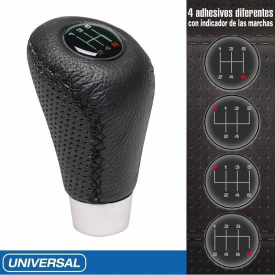 Πόμολο Λεβιέ Ταχυτήτων Universal Δερματίνη Μαύρο Με Μαύρη Ραφή Για Κανονική Όπισθεν 2505GRΒ