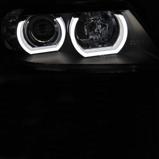 Μπροστινά Φανάρια Set Για Bmw 3 E90 / E91 05-08 U-LED 3D Angel Eyes Μαύρα H7/H1 Sonar