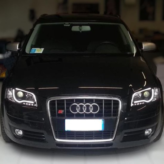 Μπροστινά Φανάρια Set Για Audi A3 8P 03-08 DRL & Led Tube Μαύρα H7/H1 Sonar