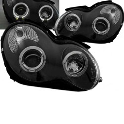 Μπροστινά Φανάρια Set Για Mercedes-Benz C-Class W203 00-04 Angel Eyes Μαύρα H7/H1 Manual Sonar Μπροστινά Φανάρια Set Για Mercedes-Benz C-Class W203 00-04 Angel Eyes Μαύρα H7/H1 Manual Sonar