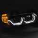 Μπροστινά Φανάρια Set Για Bmw 3 E90 / E91 05-08 3D LED Angel Eyes & Led Φλας Μαύρα H7/H1 Reliable Auto Parts RSD-100314BE