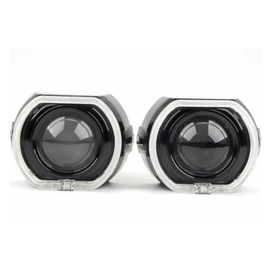 Καπάκι Για Προτζέκτορα 2.5" & 3.0" Bmw M4 Look 4D Με Led Angel Eyes Μαύρο 1 Τεμάχιο