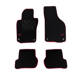 Πατάκια Αυτοκινήτου Μοκέτα Για Vw Gοlf 5 & 6 Με Διπλό Κέντημα Gti Black 4 Τεμάχια