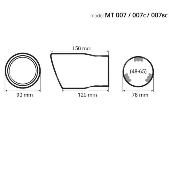 Μπούκα Εξάτμισης Universal Ανοξείδωτη Titanium MT-007ΒLC 02198 Amio 1 Τεμάχιο