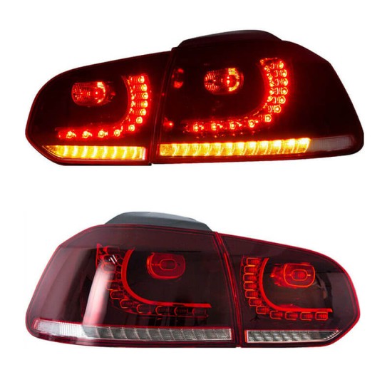 Πισινά Φανάρια Set Για Vw Golf VI (6) 08-12 Full Led GTI R20 Look Κόκκινο/Φιμέ VLand