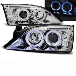 Μπροστινά Φανάρια Set Για Ford Mondeo 00-07 Angel Eyes & Led Χρωμίου H1/H1 With Motor JunYan Μπροστινά Φανάρια Set Για Ford Mondeo 00-07 Angel Eyes & Led Χρωμίου H1/H1 With Motor JunYan