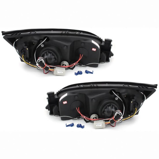 Μπροστινά Φανάρια Set Για Ford Mondeo 00-07 Angel Eyes & Led Χρωμίου H1/H1 With Motor JunYan