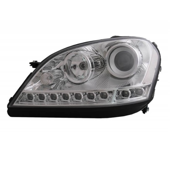 Μπροστινά Φανάρια Set Για Mercedes-Benz ML-Class W164 05-08 DRL Χρώμιο H7 Με Μοτέρ Depo