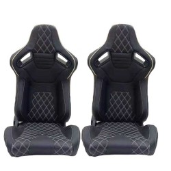 Καθίσματα Bucket R8 Δερματίνη Μαύρα Με Άσπρες Ραφές Καπιτονέ Ζευγάρι 2 Τεμαχίων Καθίσματα Bucket R8 Δερματίνη Μαύρα Με Άσπρες Ραφές Καπιτονέ Ζευγάρι 2 Τεμαχίων