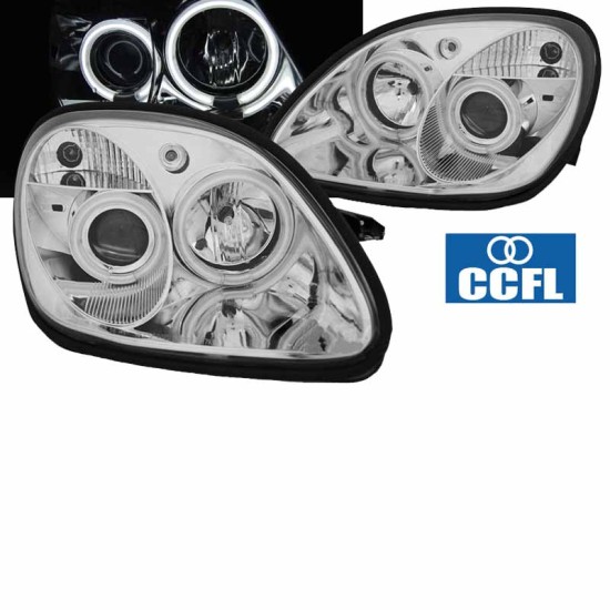 Μπροστινά Φανάρια Set Για Mercedes-Benz SLK R170 96-04 ccfl Angel Eyes Χρωμίου H1/H1 Manual Sonar