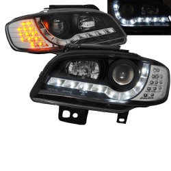 Μπροστινά Φανάρια Set Για Seat Ibiza / Cordoba 6K2 99-02 DRL Μαύρα H1/H1 With Motor JunYan Μπροστινά Φανάρια Set Για Seat Ibiza / Cordoba 6K2 99-02 DRL Μαύρα H1/H1 With Motor JunYan