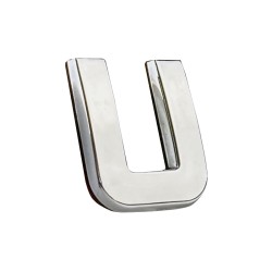 Αυτοκόλλητo Γράμμα Χρωμίου 3D ''U'' 2.7cm x 2.5cm 1 Τεμάχιο
