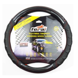 Κάλυμμα Τιμονιού Αυτοκινήτου Δερματίνη Speed Μαύρο / Carbon Με Κόκκινη Ραφή Medium 38cm Κάλυμμα Τιμονιού Αυτοκινήτου Δερματίνη Speed Μαύρο / Carbon Με Κόκκινη Ραφή Medium 38cm
