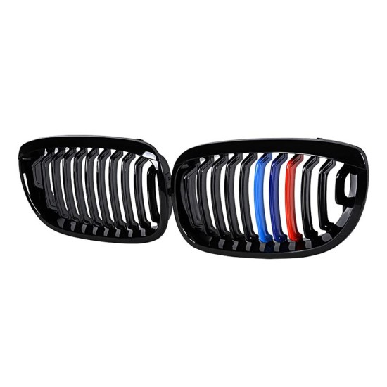 Καρδιές Μάσκας Για Bmw 3 E46 03-06 Coupe/Cabrio Tri-color / Μαύρο Γυαλιστερό 2 Τεμάχια