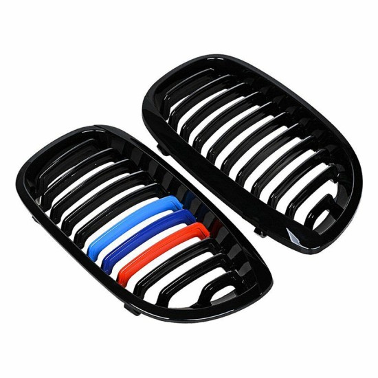 Καρδιές Μάσκας Για Bmw 3 E46 03-06 Coupe/Cabrio Tri-color / Μαύρο Γυαλιστερό 2 Τεμάχια