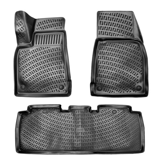 Πατάκια Σκαφάκια 3D Από Λάστιχο TPE Για Tesla Model X 2015-2021 5 Θέσιο Rizline 4 Τεμάχια Μαύρα