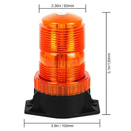 Φάρος Ασφαλείας Αυτοκινήτου Βιδωτός Led 12V/24V 13x10cm Πορτοκαλί