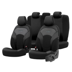Καλύμματα Αυτοκινήτου Otom Moon Design Universal Βαμβακερό Ύφασμα / Rachel / Δερματίνη Σετ Εμπρός / Πίσω 11 Τεμαχίων Μαύρο MON-1901