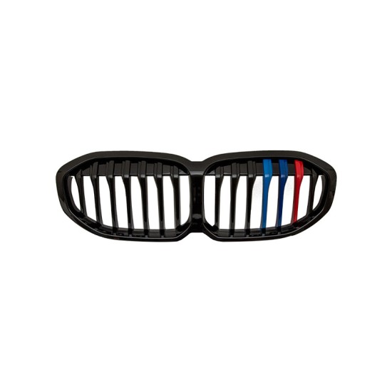 Καρδιές Μάσκας Για Bmw 1 F40 19+ M Look Tri-Color Μαύρο Γυαλιστερό 1 Τεμάχιο