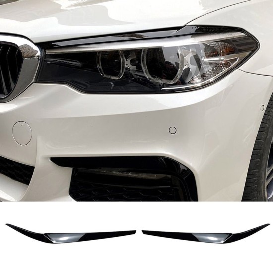 Φρυδάκια Μπροστινών Φαναριών Για Bmw 5 G30 / G31 2017-2020 Pre-LCI Βαμμένα Μάυρο Γυαλιστερό Χρώμα 2 Τεμάχια