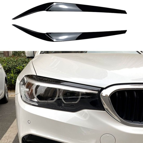 Φρυδάκια Μπροστινών Φαναριών Για Bmw 5 G30 / G31 2017-2020 Pre-LCI Βαμμένα Μάυρο Γυαλιστερό Χρώμα 2 Τεμάχια
