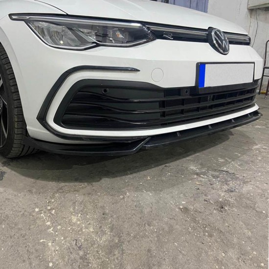 Μπροστινό Spoiler Για VW Golf VIII (8) 21+ Standard Έκδοση Μαύρο Χρώμα Από Abs Πλαστικό 3 Τεμάχια