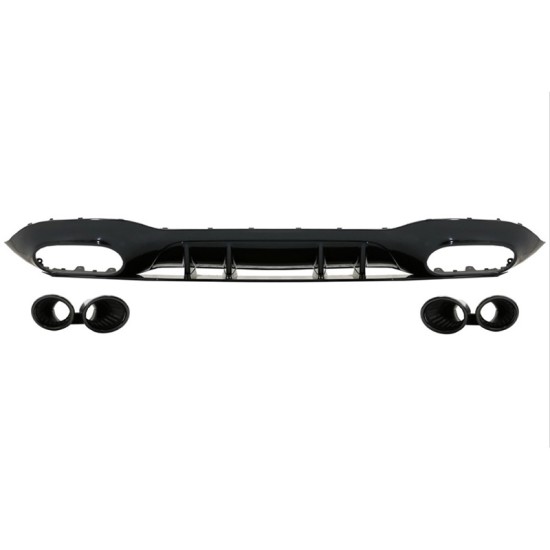 Diffuser Πίσω Προφυλακτήρα Για Mercedes-Benz A-Class W177 19+ Sedan Amg Look Με Μαύρες Μπούκες