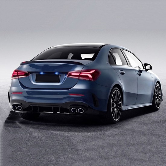 Diffuser Πίσω Προφυλακτήρα Για Mercedes-Benz A-Class W177 19+ Sedan Amg Look Με Μαύρες Μπούκες