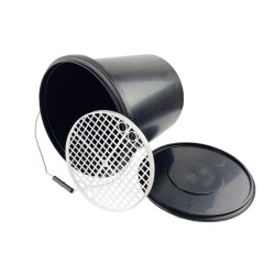 Κουβάς Στρόγγυλος Με Σχάρα Διαχωρισμού Μαύρος Με Καπάκι 18Lt Feral