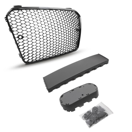 Μάσκα Για Audi A5 11-16 8T/8F RS-Look Κυψελωτή Γυαλιστερό Μαύρο 1 Τεμάχιο