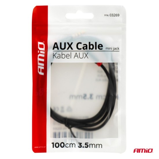 Καλώδιο Ήχου Πλεξούδα Aux Mini "Jack-Jack" 3.5mm 1m 1 Τεμάχιο Amio 03269