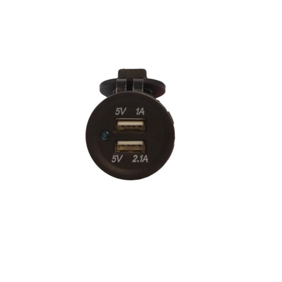 Σταθερή Θύρα Usb Φόρτισης Με 2 Υποδοχές 12/24V Με Μπλε Φωτισμό Και Καπάκι