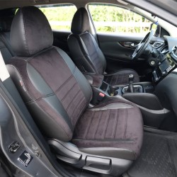 Καλύμματα Αυτοκινήτου Otom Custom Fit Για Nissan Qashqai J11 2014-2021 Sued / Rachel / Δερματίνη Σετ Εμπρός / Πίσω 15 Τεμαχίων Μαύρο-Γκρι 47014_ΚV_LD