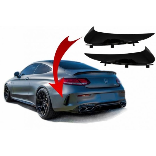 Πλαινά Πτερύγια Πισινού Προφυλακτήρα Για Mercedes-Benz C-Class C205 Coupe Με Amg Line Προφυλακτήρα Γυαλιστερό Μαύρο 2 Τεμάχια