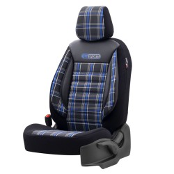 Καλύμματα Αυτοκινήτου Otom GTI Sports Design Universal Jacquard / Lacost / Δερματίνη Σετ Εμπρός / Πίσω 11 Τεμαχίων Μαύρο - Μπλε GTI-804