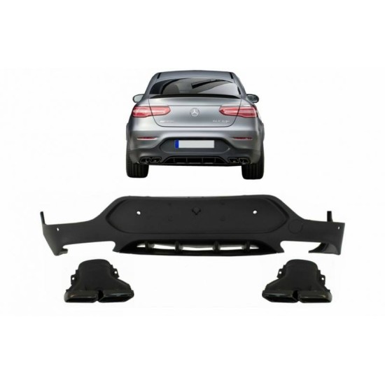 Diffuser Πίσω Προφυλακτήρα Για Mercedes-Benz GLC Coupe C253 2015-2019 GLC63 Amg Look Για Amg Sport Line Προφυλακτήρες Σετ Με Μαύρες Μπούκες