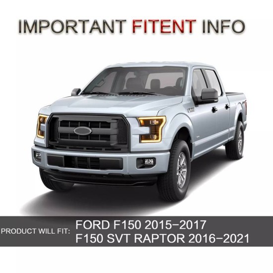 Μπροστινά Φανάρια Set Για Ford F150 MK13 14-17 DRL Dynamic Start Up Μαύρα Full Led VLand