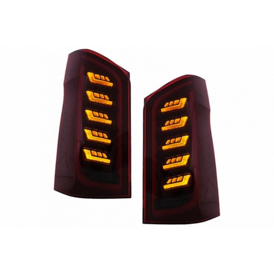 Πισινά Φανάρια Set Για Mercedes-Benz Vito W447 14+ Maybach Look Full Led Bar & Led Signal Dynamic Κόκκινο/Crystal Carner