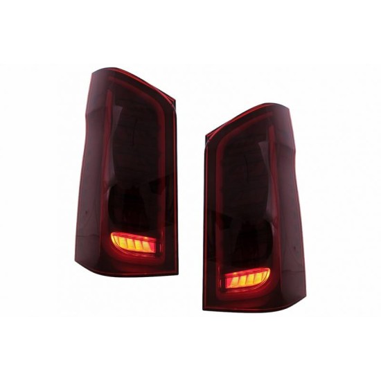 Πισινά Φανάρια Set Για Mercedes-Benz Vito W447 14+ Maybach Look Full Led Bar & Led Signal Dynamic Κόκκινο/Crystal Carner