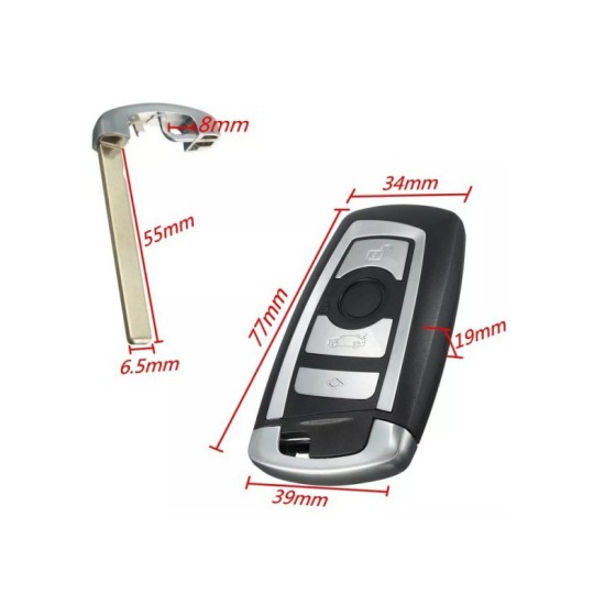 Κέλυφος Κλειδιού Για Bmw Σειρά 1 F20 F21 / 3 F30 F31 / 4 F32 F33 F36 / 5 F10 F11 / 6 F06 F12 F13 / 7 F01 F02 F03 F04 / X3 F25 / X4 F26 1 Τεμάχιο