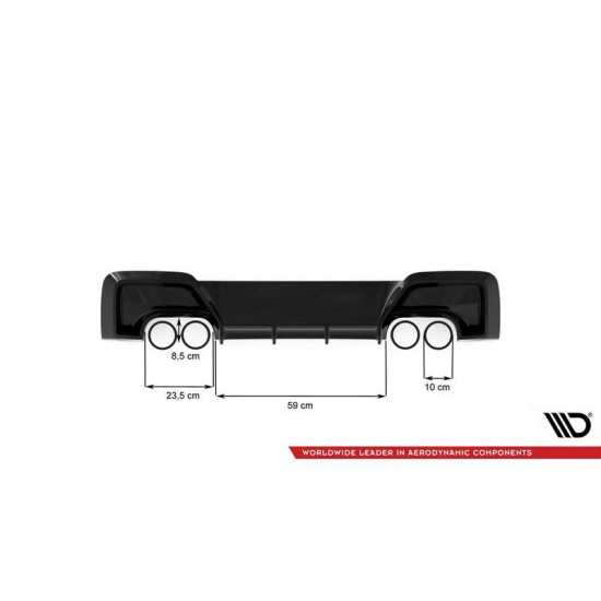Diffuser Πίσω Προφυλακτήρα Για Bmw 1 F20 11-15 M135i Προφυλακτήρα Γυαλιστερό Μαύρο Με 2 Διπλές Τρύπες Εξάτμισης Αριστερά & Δεξιά Από Abs Πλαστικό Maxton Design 1 Τεμάχιο