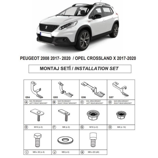 Βάσεις Πλαινών Σκαλοπατιών (Dma) Για Opel Crossland X 2017-2021 Suv I / Peugeot 2008 2017-2020 Suv A94