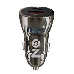 Φορτιστής Αναπτήρα Αυτοκινήτου Με 2 Θύρες Usb & USB-c 12-24V Διάφανος